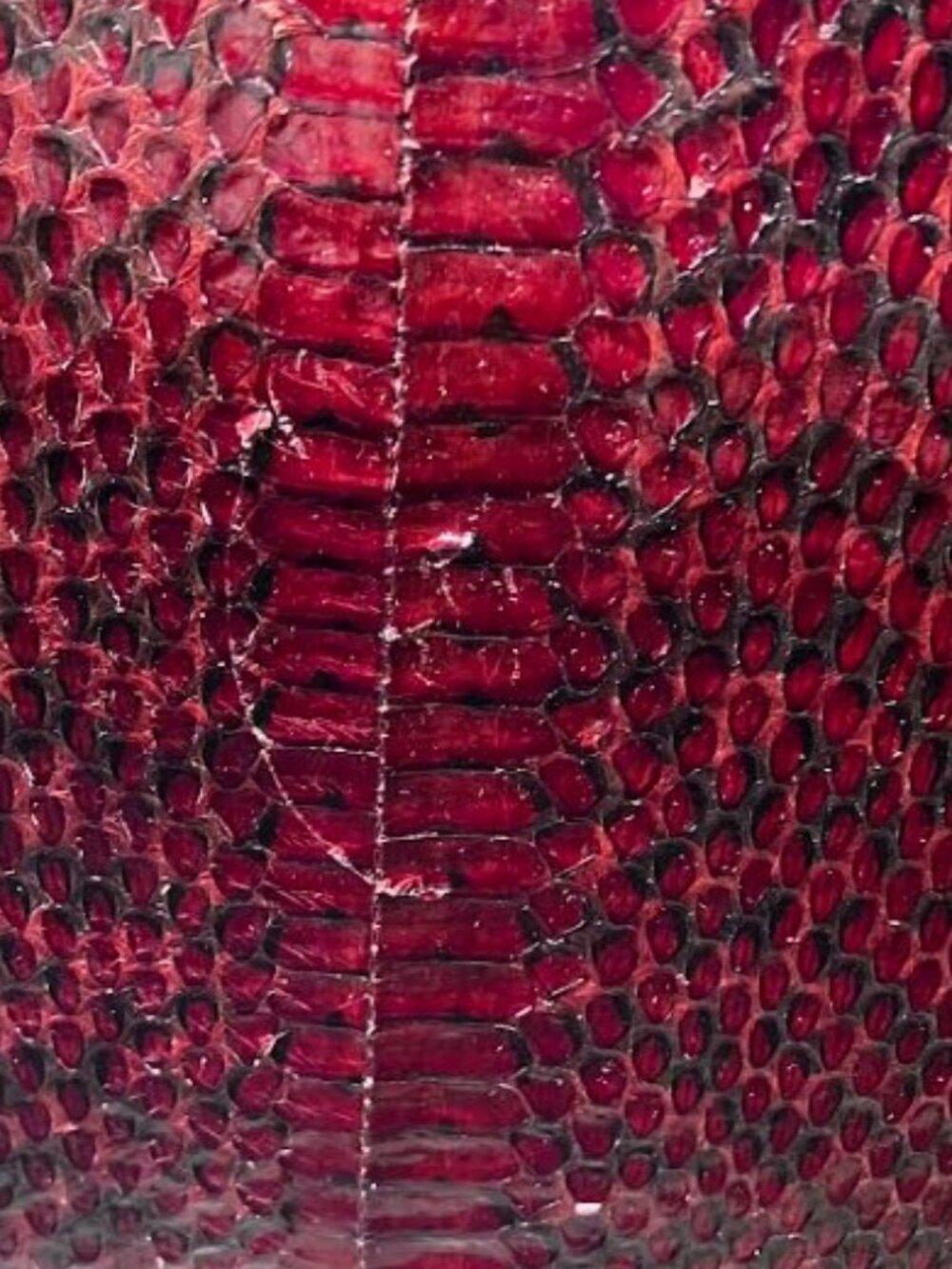 Unbranded Vintage Genuine Python Snakeskin Leather Bag Burgundy Red Black EUC - Picture 10 of 12